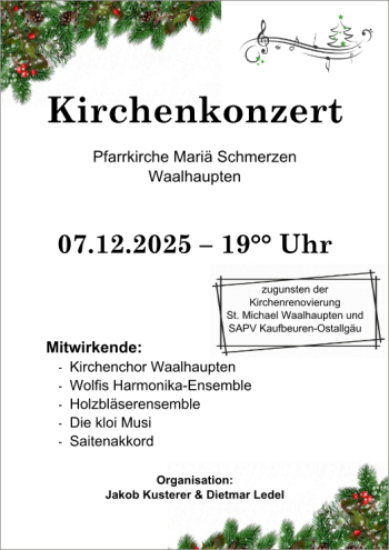 Plakat Kirchenkonzert Waalhaupten 2025